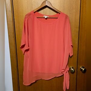 Dana Buchanan Pink Tie-Front Side Relaxed Blouse